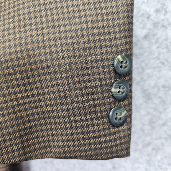 Vintage Houndstooth Sport Coat Men 38R Small Taupe BERT PULITZER Blazer Prep 90s - Picture 12 of 16